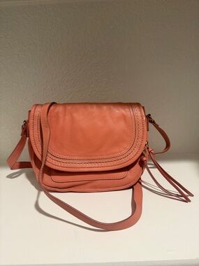 Lucky Brand Coral Leather Crossbody Saddle Bag